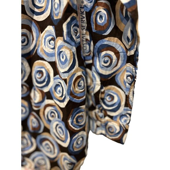 J. McLauglinh Cotton Shirt Button-up Geometric Brown Blue - Picture 3 of 8